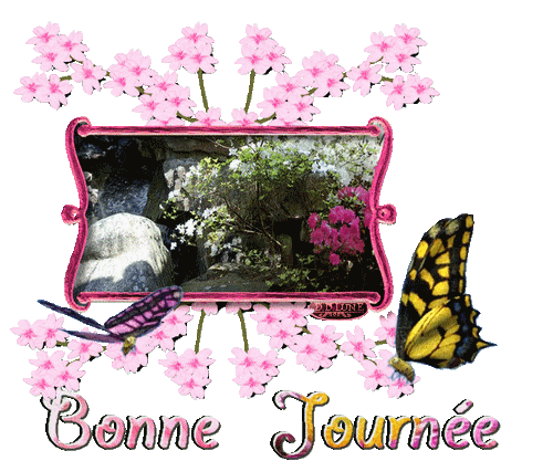 Bonne-journée-gif-animé--gif-animé-bonne-journée-fleur et papillons
