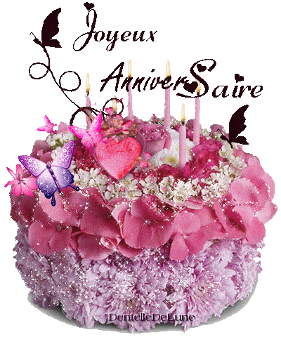 gif-anniversaire-gâteau-fleuri-scintillant-avec-papillons