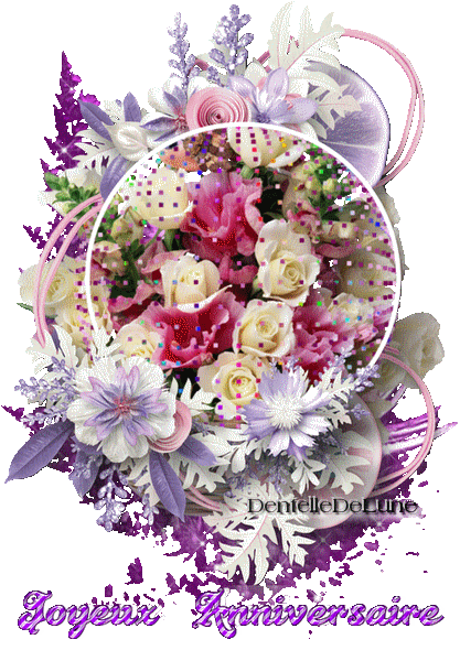 gif-scintillant-femme-joyeux-anniversaire-roses-fleurs - les gifs animés de  dentelledelune