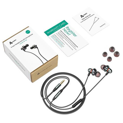 contenu kit oreillettes intra auriculaires aukey