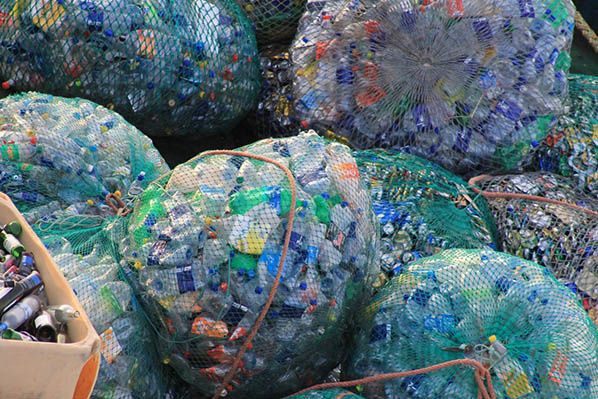 plastic bottles garbage network colorful environmental protection plastic bottles garbage collection