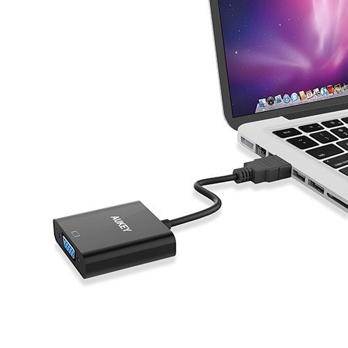 AUKEY Adaptateur HDMI vers VGA 1080P Câble Adaptateur Convertisseur Compatible avec Apple TV, Chromebook, Rasberry Pi, Macbook, Laptop, Ultrabook, Noir