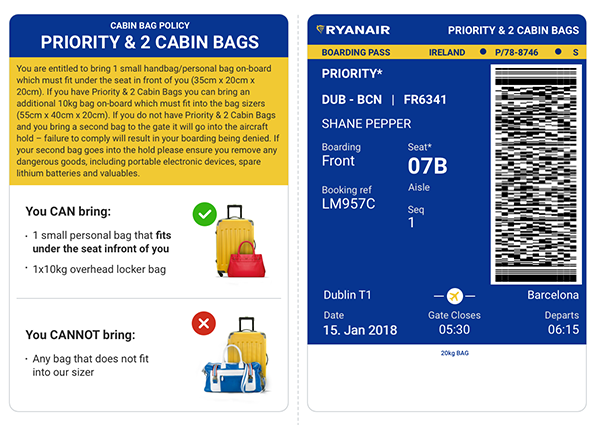 Boarding Pass - cabin - Priority - ryanair