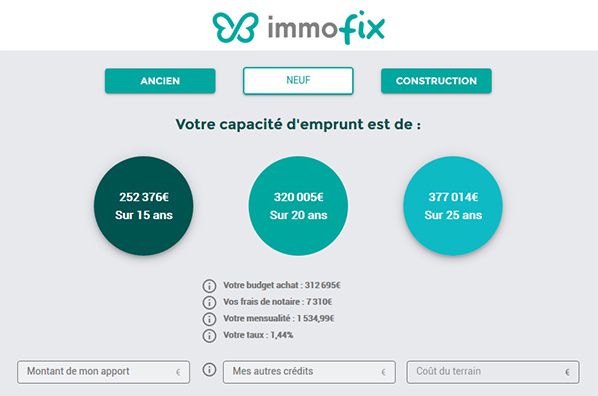 immofix calculateur capacite emprunt