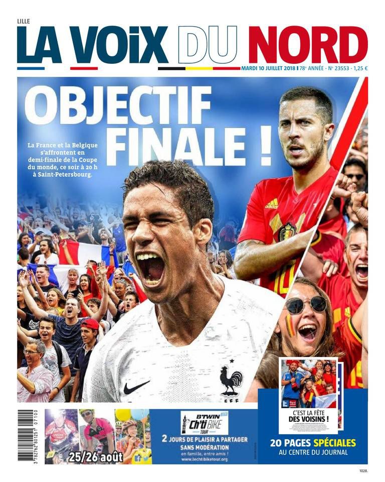 La Une de la presse quotidienne régionale ce mardi : spécial France - Belgique.