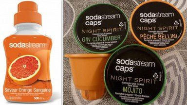 De gauche à droite: Concentré saveur orange sanguine, Concentré Caps Cocktail Night Spirit