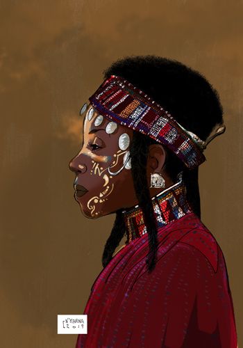 illustration femme noire africa afrique draw black woman