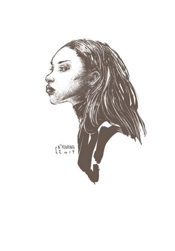 dessin, crayon, noire, black, girl, fille, artist, illustration, digital, noir et blanc, croquis
