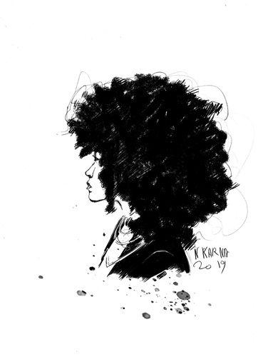 #inktober illustration dessin art drawing artiste black woman hair ink encre pen stylo feutre