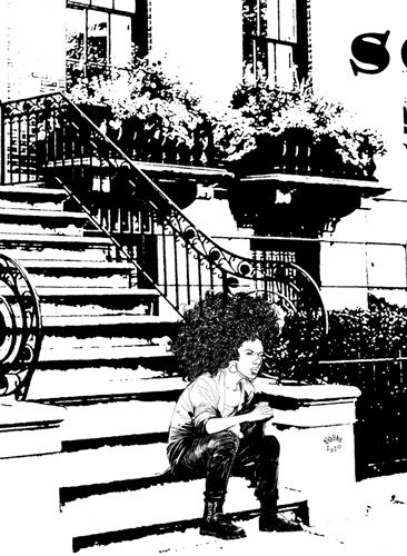 dessin illustration balck and white black woman girl sony nkarna digital art