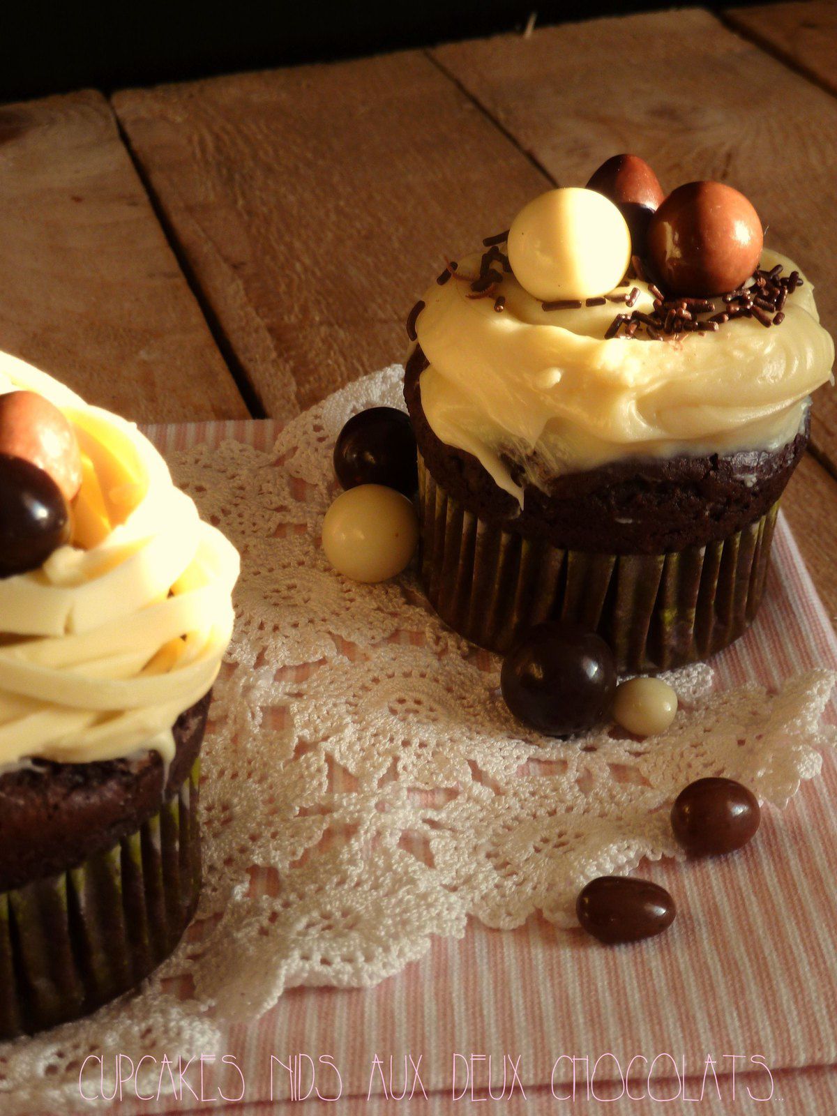 Cupcakes nids aux deux chocolats