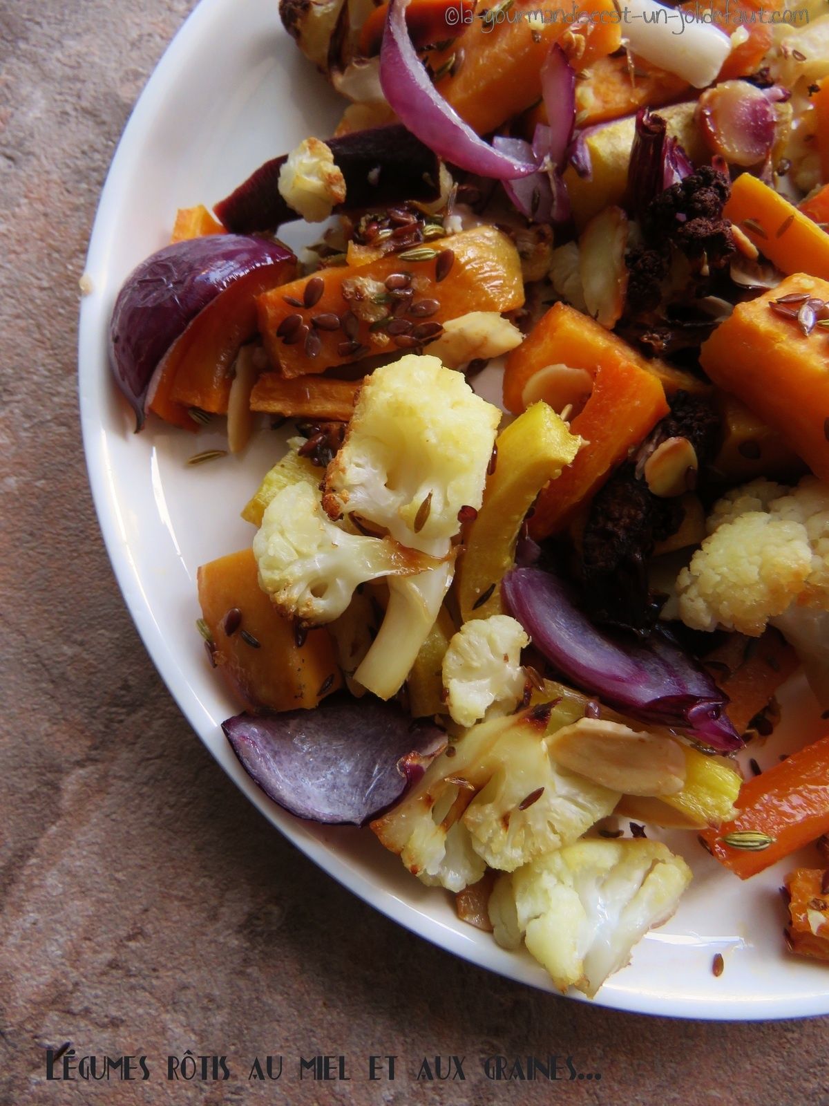 Légumes rôtis au miel et aux graines - La gourmandise est un joli défaut