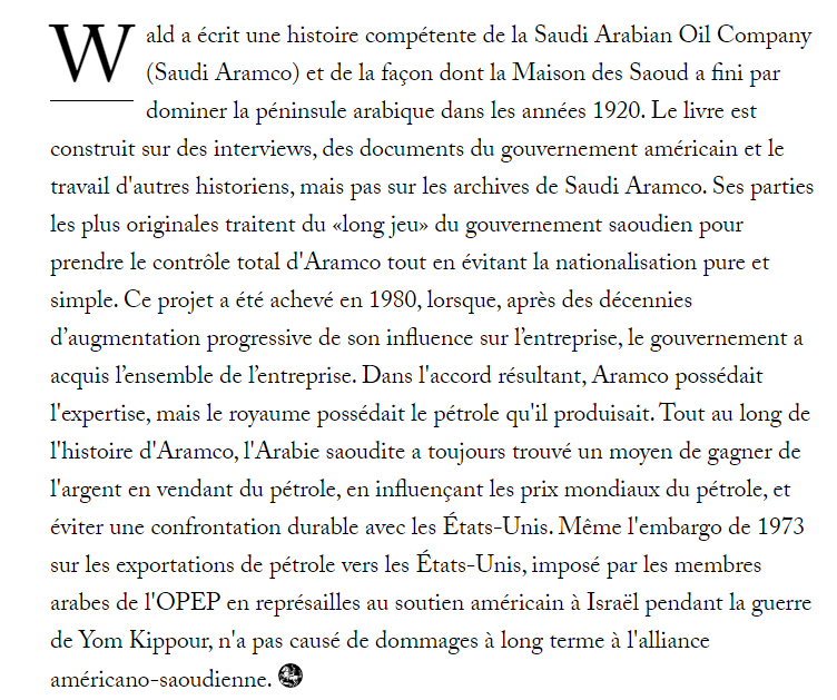 Aramco,Pétrole et Arabie Saoudite ( Ellen R. Wald )