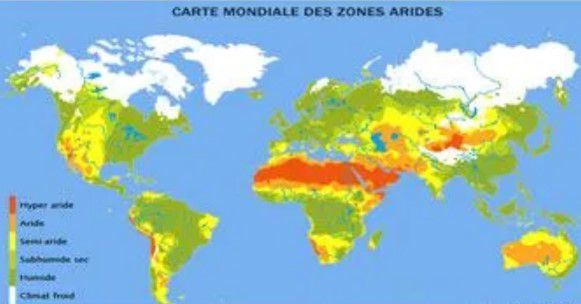 carte mondiale des zones arides