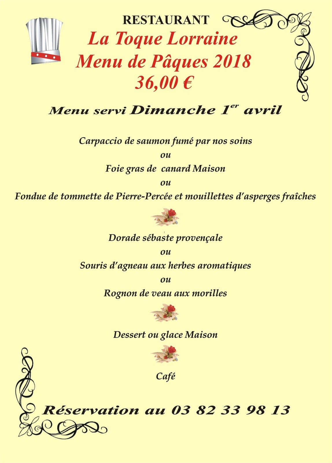 Menu de Pâques La toque lorraine