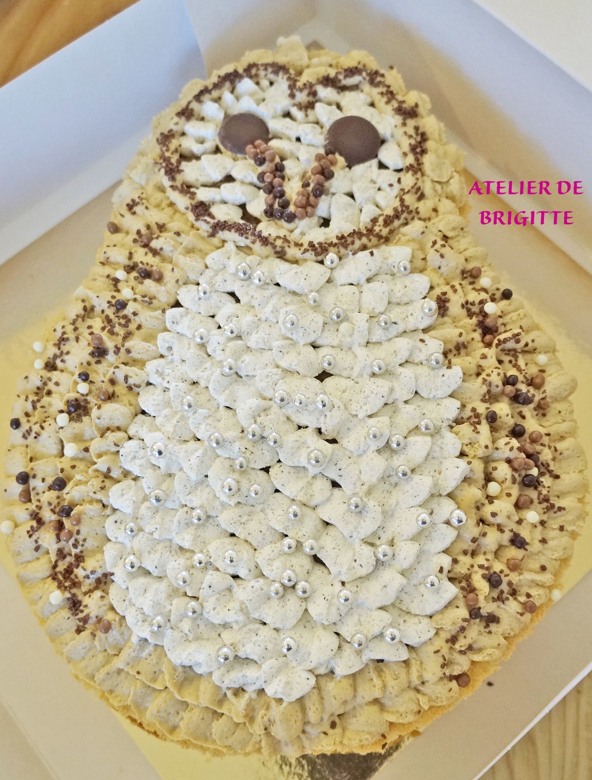 tuto, gabarit, pas à pas, recette, chouette, number cake, symbole cake, mousse café, diplomate vanille