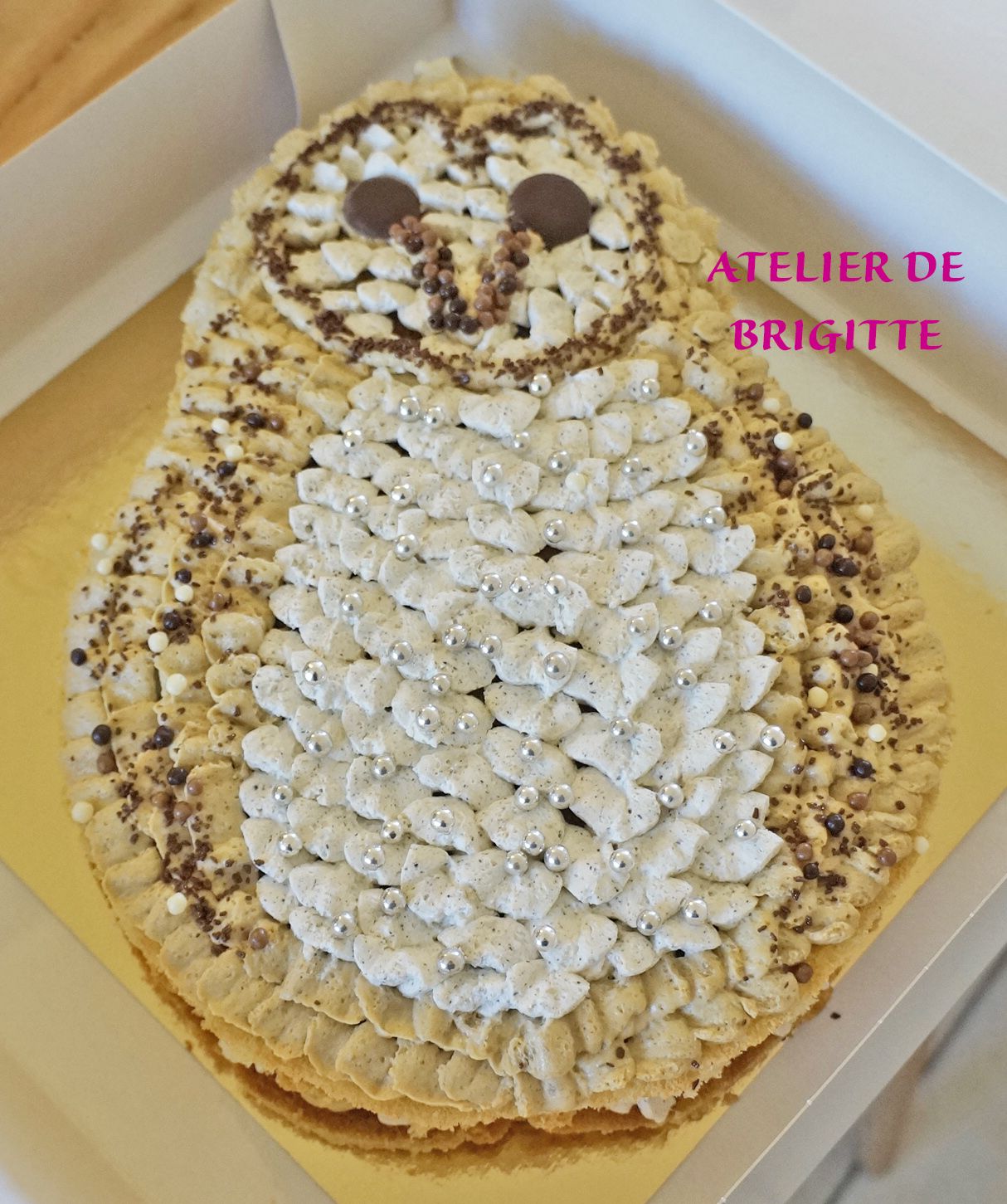 tuto, gabarit, pas à pas, recette, chouette, number cake, symbole cake, mousse café, diplomate vanille
