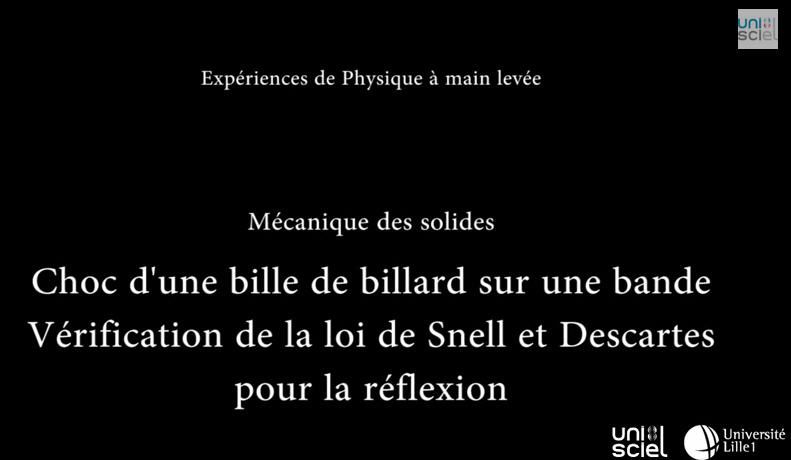 Unisciel: Choc d'une bille de billard sur une bande