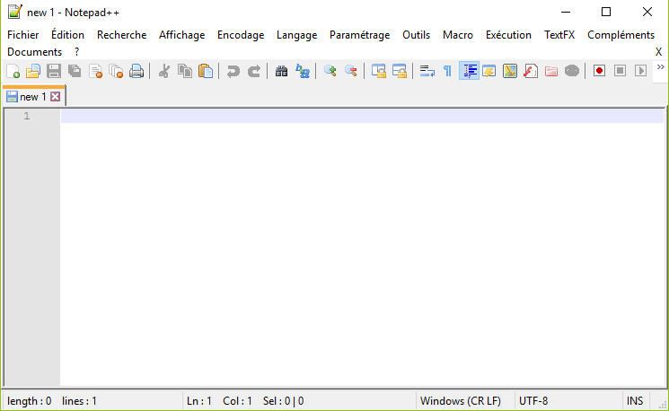 Notepad++ - Interface d'accueil