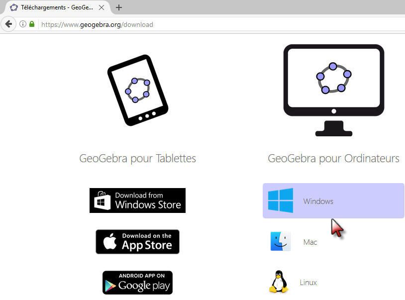 Téléchargement GeoGebra