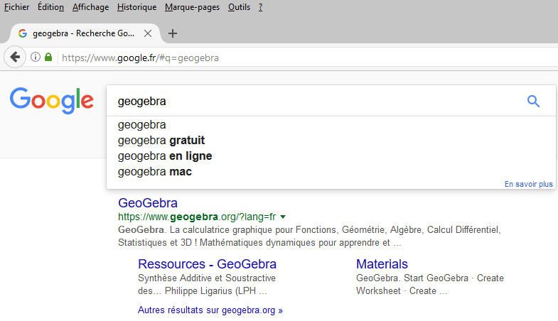 Téléchargement GeoGebra