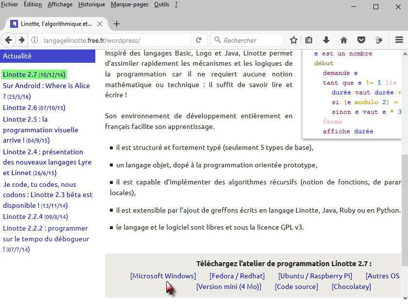 #TutorielLinotte - Initiation à la programmation : #Atelier_1 - Installation