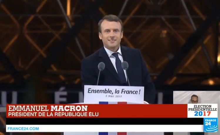 Discours d'Emmanuel Macron, président de la République élu, au Carroussel du Louvre 