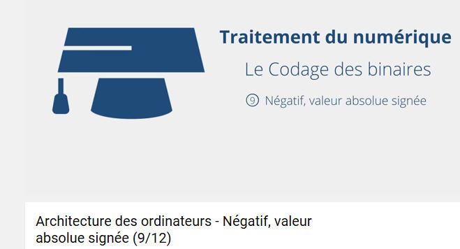 Architecture des ordinateurs - Négatif, valeur absolue signée #9/12