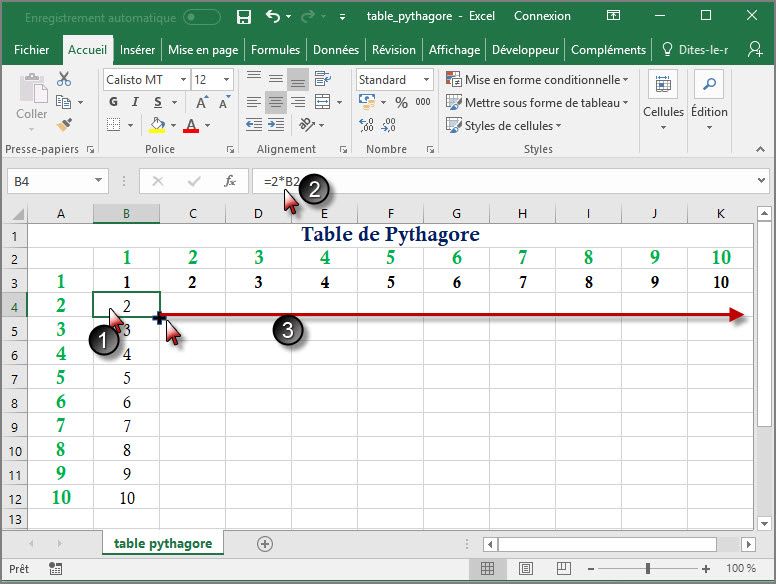 Apprendre à utiliser Excel comme un couteau suisse #5 : Table de Pythagore