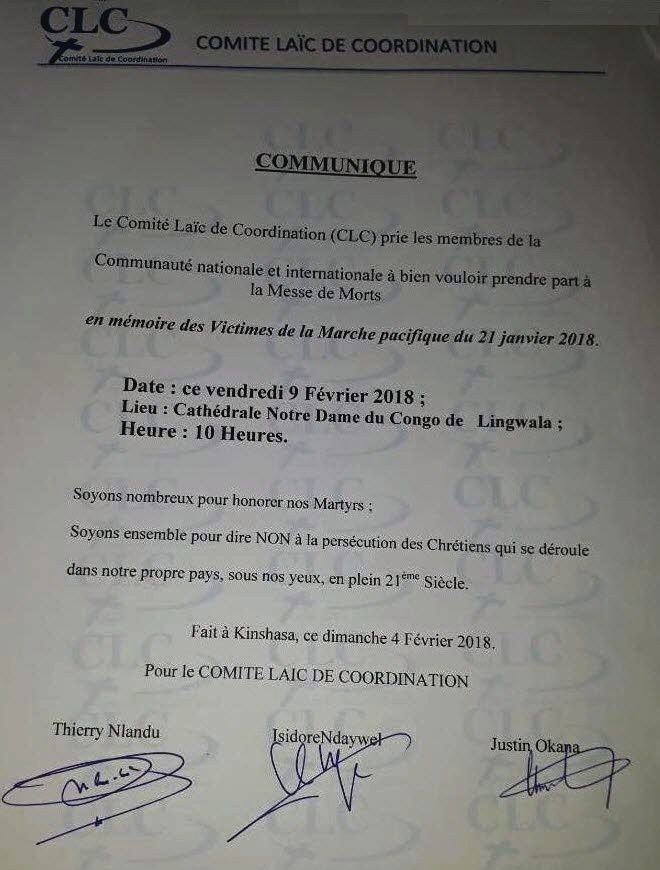 Communiqué du CLC du 04 février 2018
