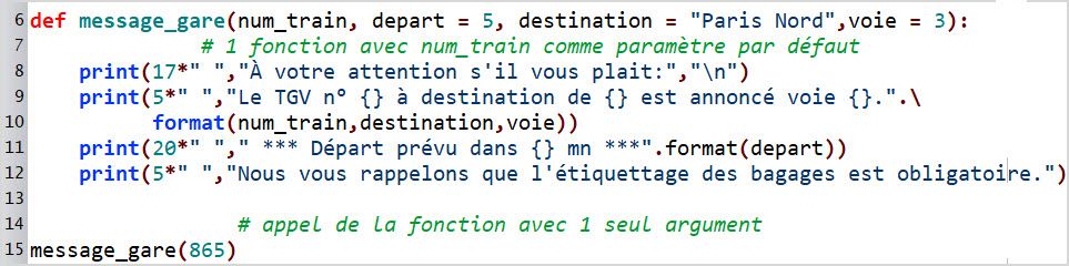 Fonction avec un paramètre par défaut. Figure 6