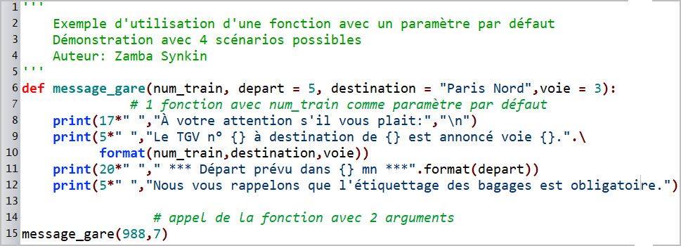 Fonction avec un paramètre par défaut. Figure 2