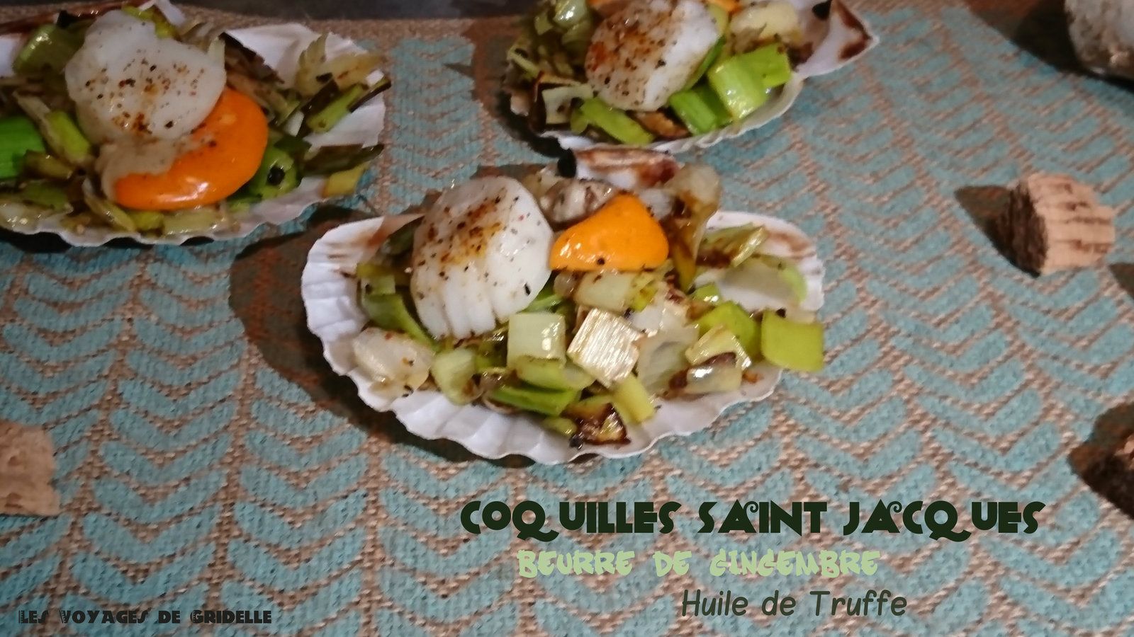 Coquilles Saint Jacques à L'huile de Truffe, Lit de Poireaux au beurre