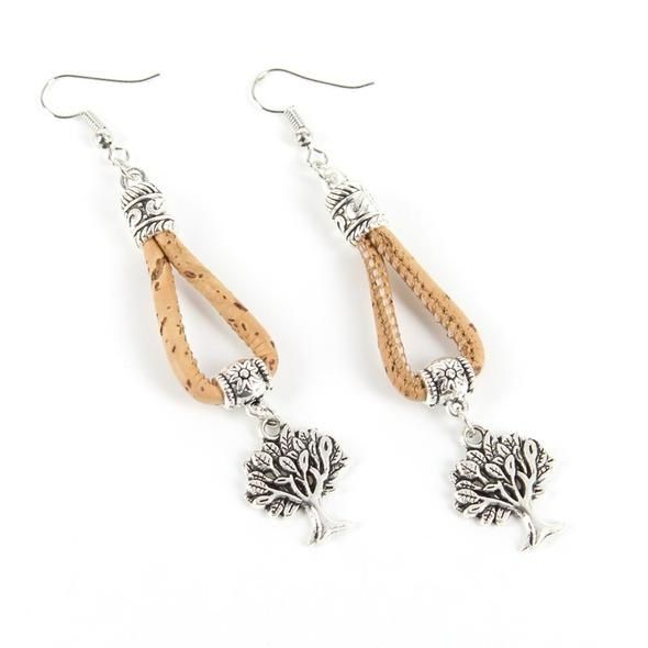 Les boucles d'oreilles "Nature"en liège