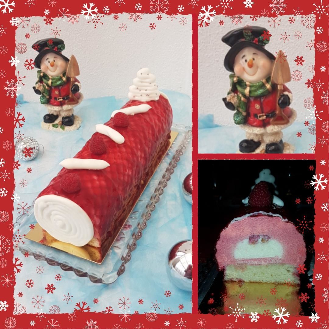 Bûche de Noël Framboise Cœur de Nougat ! Les ch