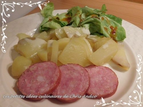 Saucisse Au Comté Pommes De Terre Vapeur Et Cancoillotte