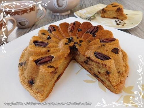 gâteau nuage moelleux noix de Pécan pépites de chocolat léger IG Bas