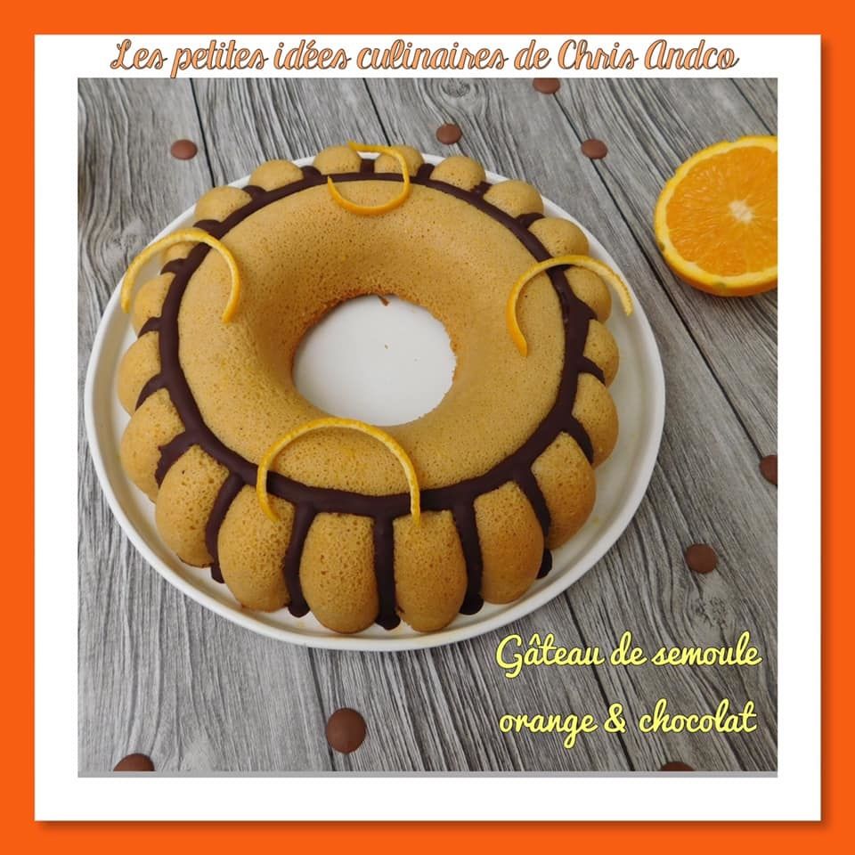 Gâteau de semoule orange et chocolat