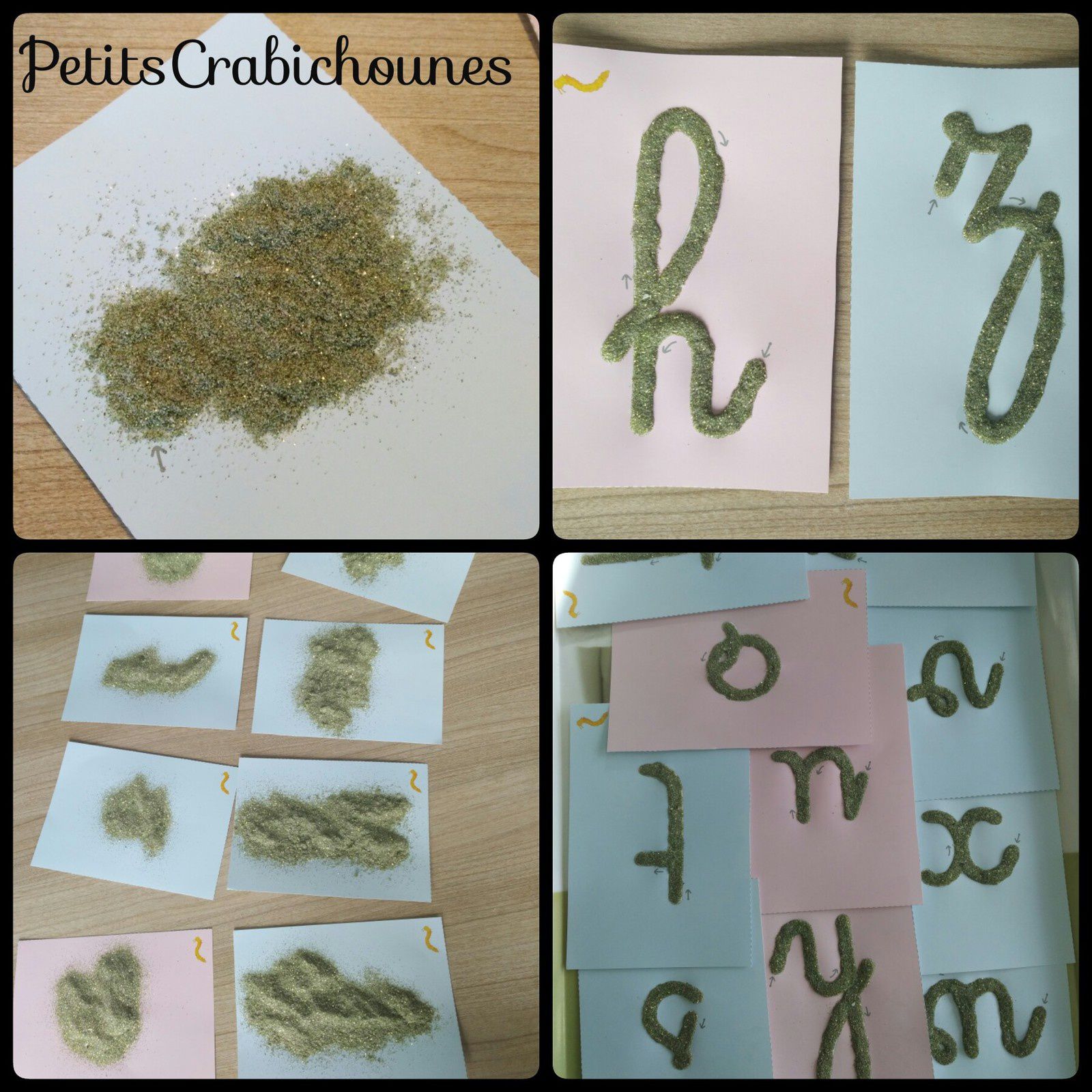 Lettres rugueuses cursives Montessori à imprimer et fabriquer. - Petits  Crabichounes