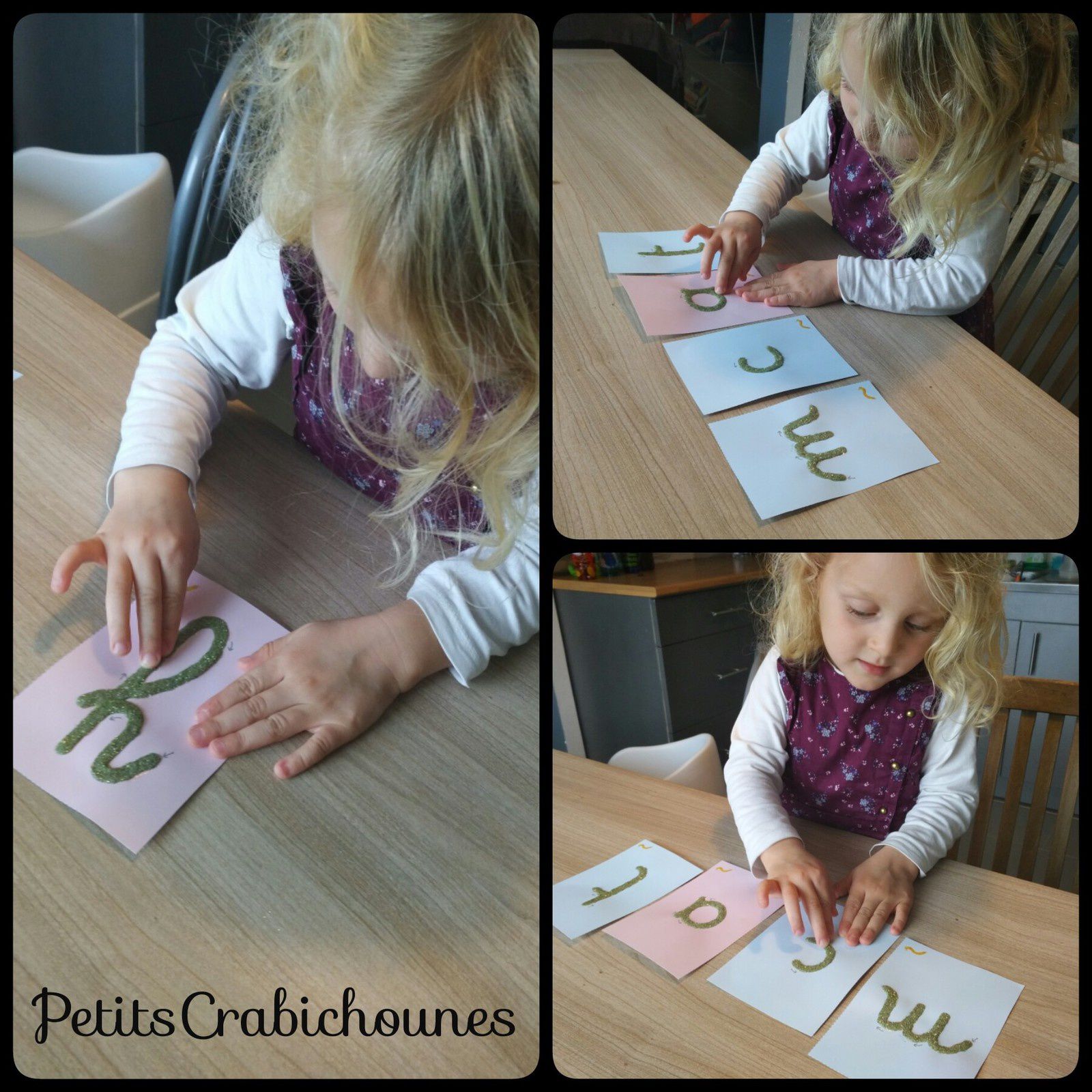 Lettres rugueuses cursives Montessori à imprimer et fabriquer. - Petits Crabichounes