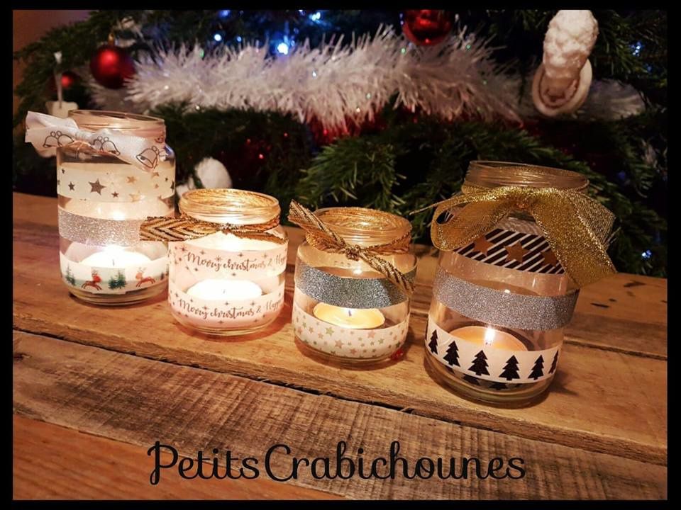 Photophore Noël avec masking-tape, petits pots bébé. - Petits Crabichounes