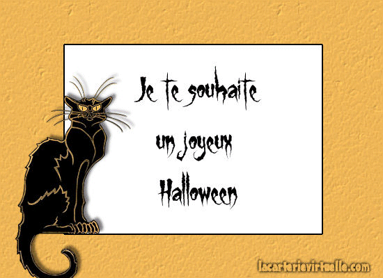 Je te souhaite un joyeux Halloween - Chat noir - Gif animé