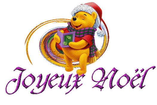 Joyeux Noël - Winnie the Pooh - Gif scintillant - Gratuit