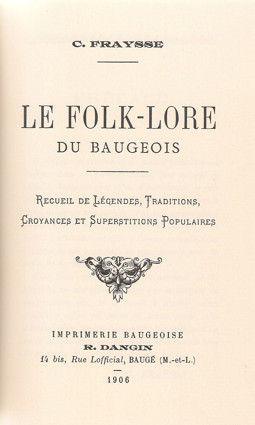 BC Fraysse - page de garde du livre sur le folklore du Baugeois