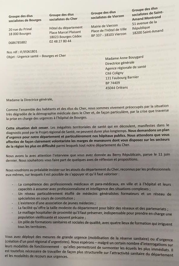 Les Socialistes proposent des solutions pour la santé dans le Cher