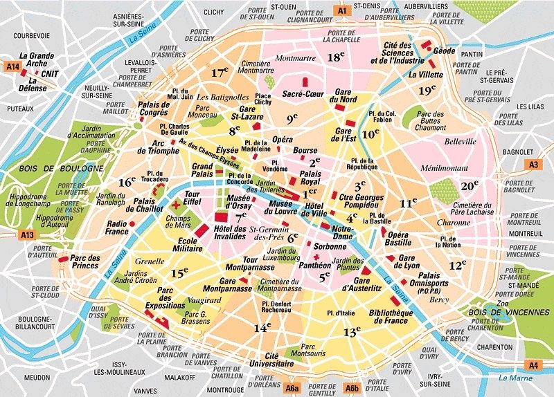 Plan de Paris avec les monuments à ne pas manquer