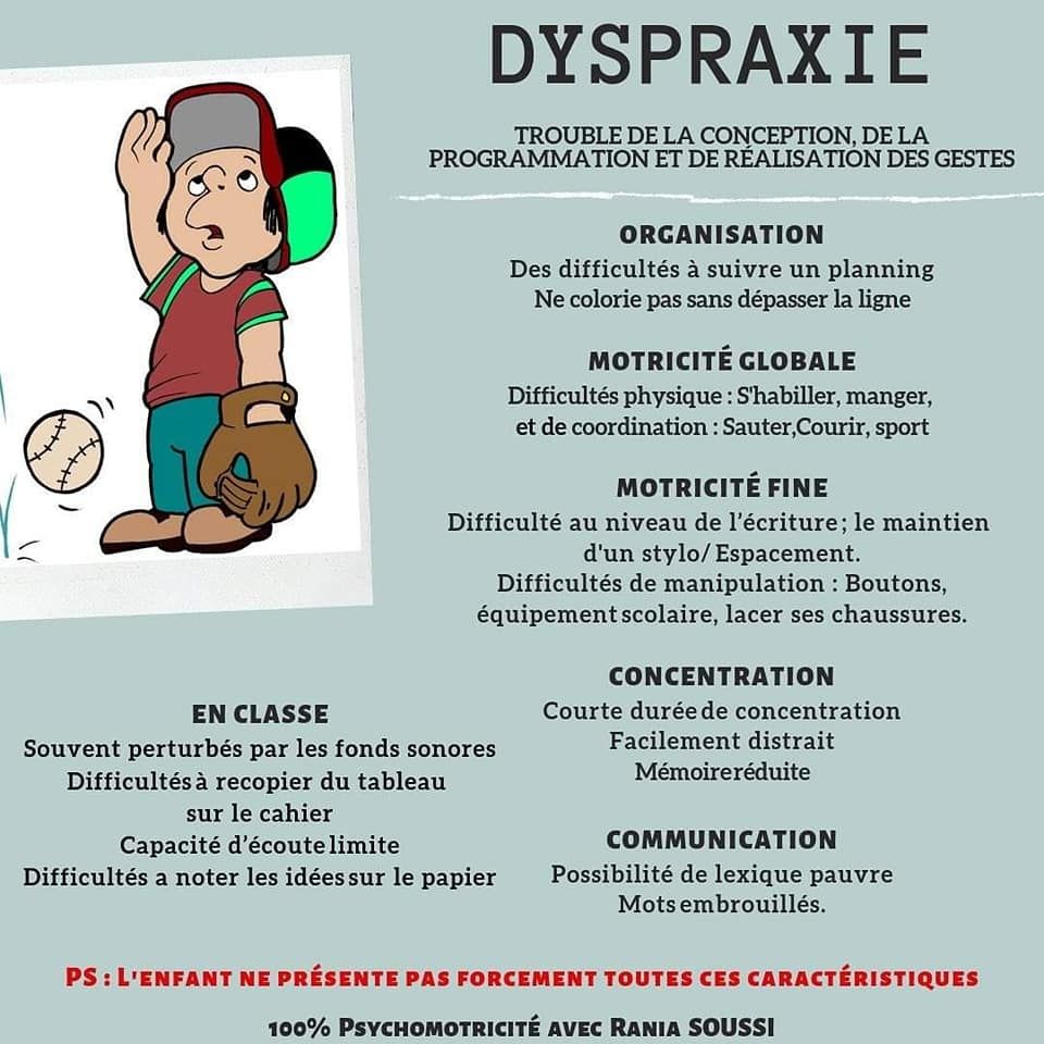 La dyspraxie - Schéma explicatif
