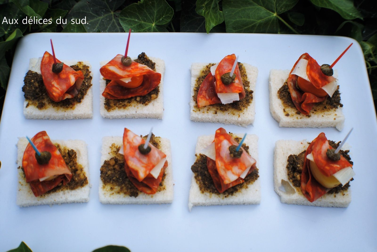 Canapés au chorizo pour apéro dinatoire . - Aux délices du sud .