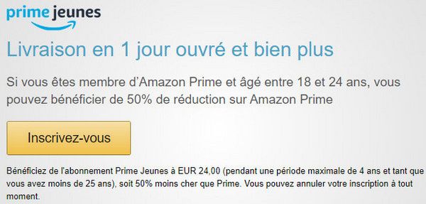 6 mois d'abonnement offert à amazon prime jeunes