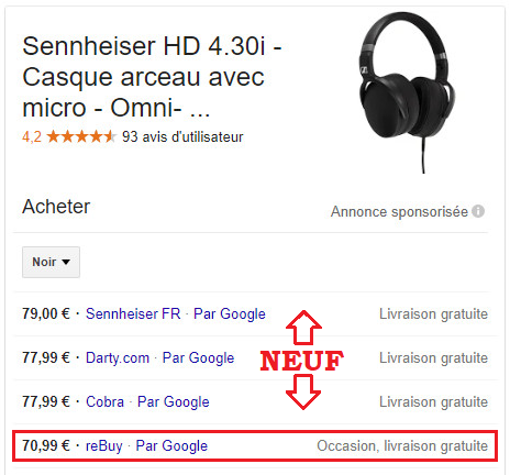 exemple prix neuf / occasion